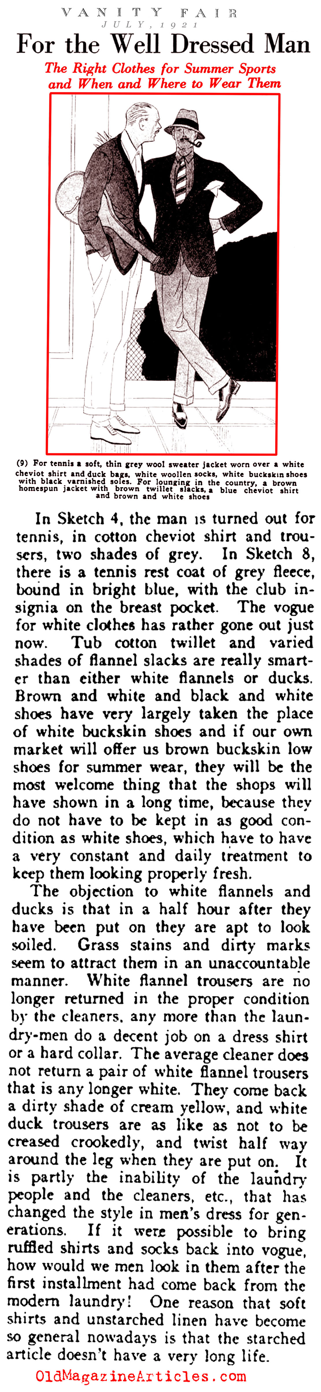 Men's Tennis Clothes (Vanity Fair Magazine, 1921)